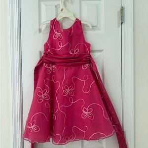 Pink Floral Embroidered Dress size 7 girl